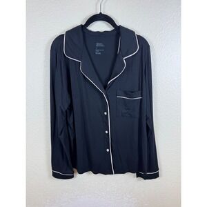 NWT Stars Above Pajama Shirt Womens L Black Modal Stretch Minimalist Sleepwear